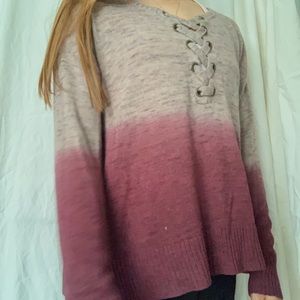 AE Oversized Lace-Up V-Neck Sweater